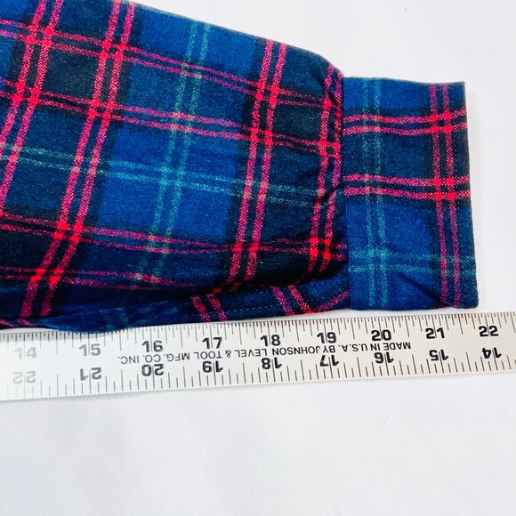 Vintage Pendleton Mens XL Red Blue Plaid Shirt Wool Long Sleeve Woolen Mills - Picture 11 of 11
